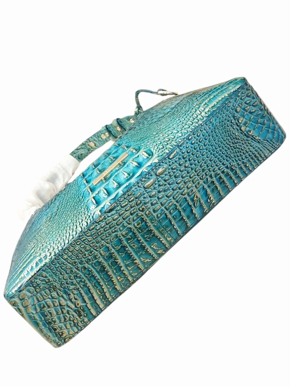 BRAHMIN Jungle Jewel Teal Green Croc-Embossed Lea. w/Matching Wallet NWT